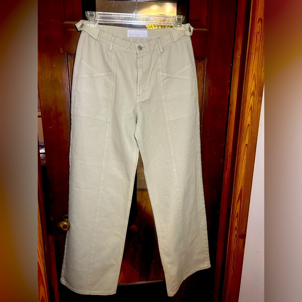 Naked Wardrobe Denim Wide-Leg Pants Cream Color